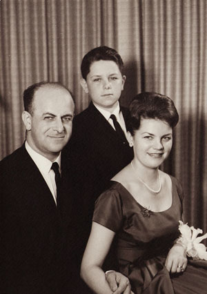 Jacob and Hildegard Hennenberg pictured with their son Michael C. Hennenberg at his Bar Mitzvah, 1961.