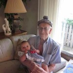 Jacob Hennenberg with his great-granddaugther Lily Sabina Kronenberg. June 2010 at his Beachwood home.