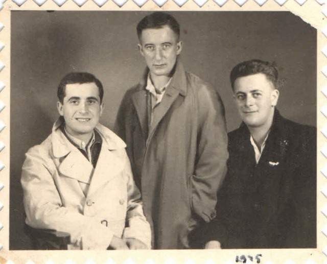 1945 Jacob with friends from Waldenburg Camp taken after liberation 1945